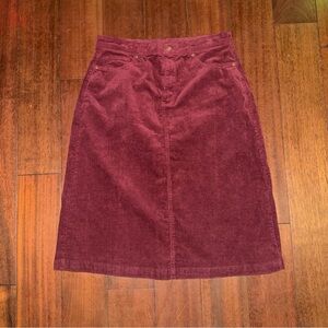 St John’s Bay Midi Skirt Corduroy Cord burgundy Pockets Women’s Size 10